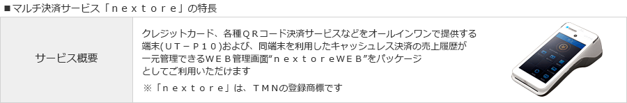 マルチ決済サービス「nextore」の特長の画像